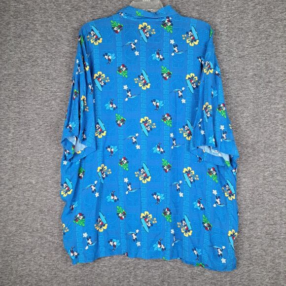Disney Store Shirt Mens XL Blue Mickey Mouse Hawaiian Tiki Surf Exclusive - Picture 2 of 9